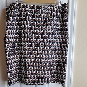 Kasper Brown and Black Geometric Pencil Skirt